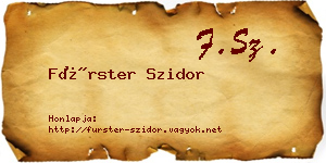 Fürster Szidor névjegykártya